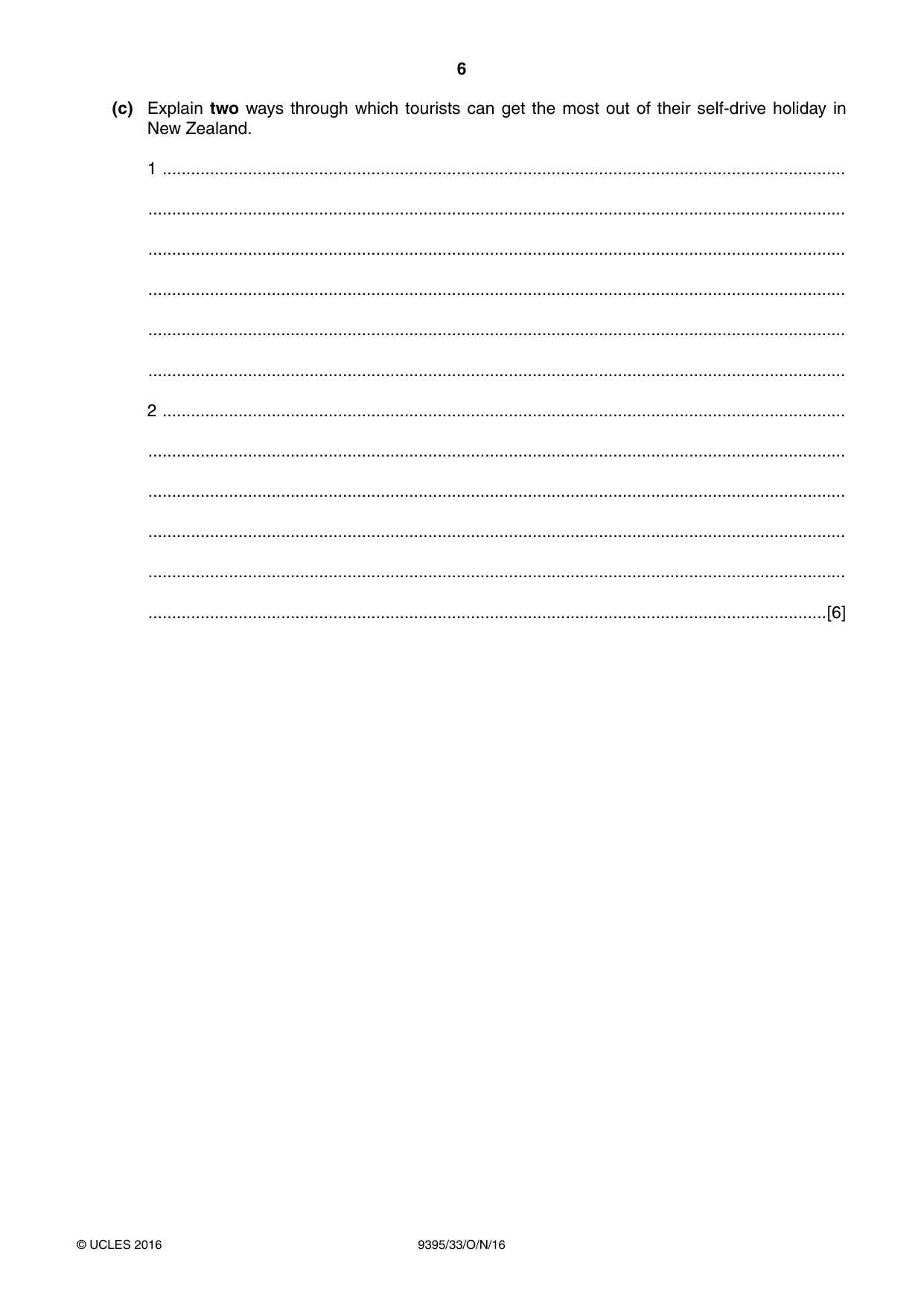 Cambridge A Level Travel and Tourism 9395 2016 Oct/Nov Paper 3 · Variant 3 question paper, page 6 of 16