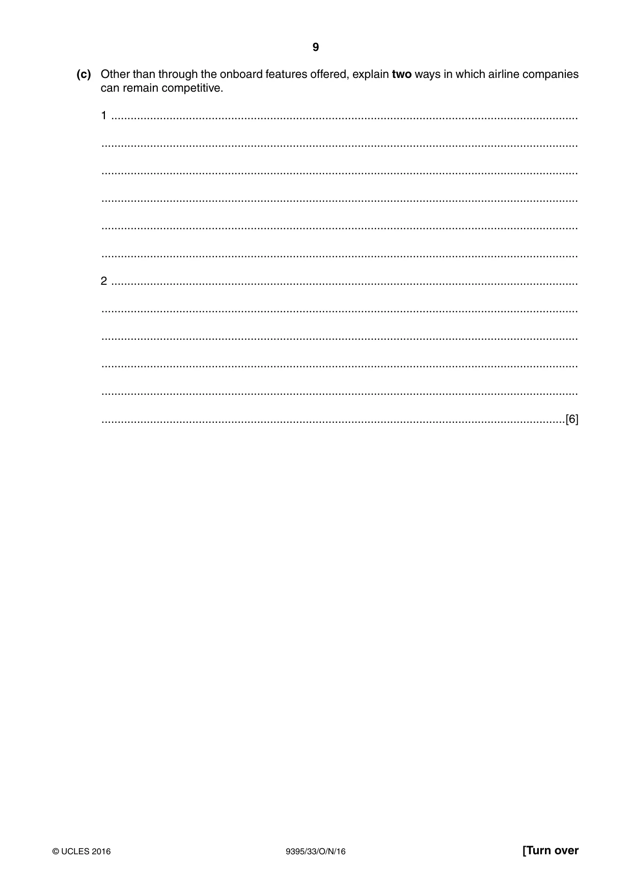 Cambridge A Level Travel and Tourism 9395 2016 Oct/Nov Paper 3 · Variant 3 question paper, page 9 of 16