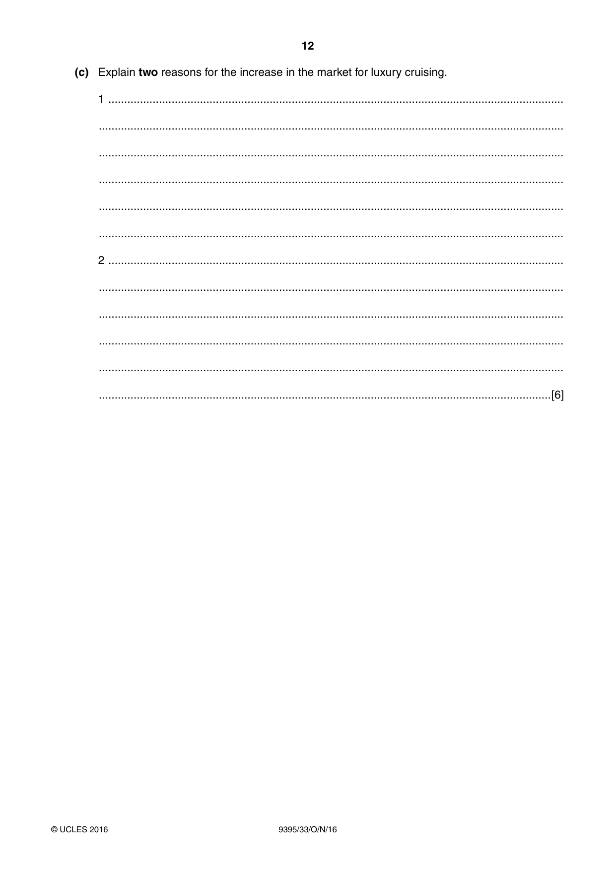 Cambridge A Level Travel and Tourism 9395 2016 Oct/Nov Paper 3 · Variant 3 question paper, page 12 of 16
