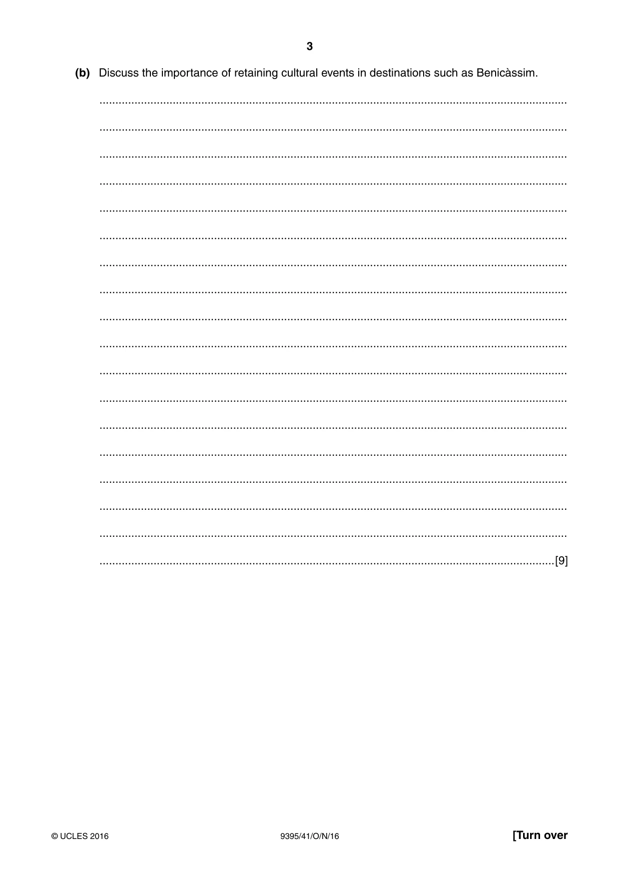 Cambridge A Level Travel and Tourism 9395 2016 Oct/Nov Paper 4 · Variant 1 question paper, page 3 of 8