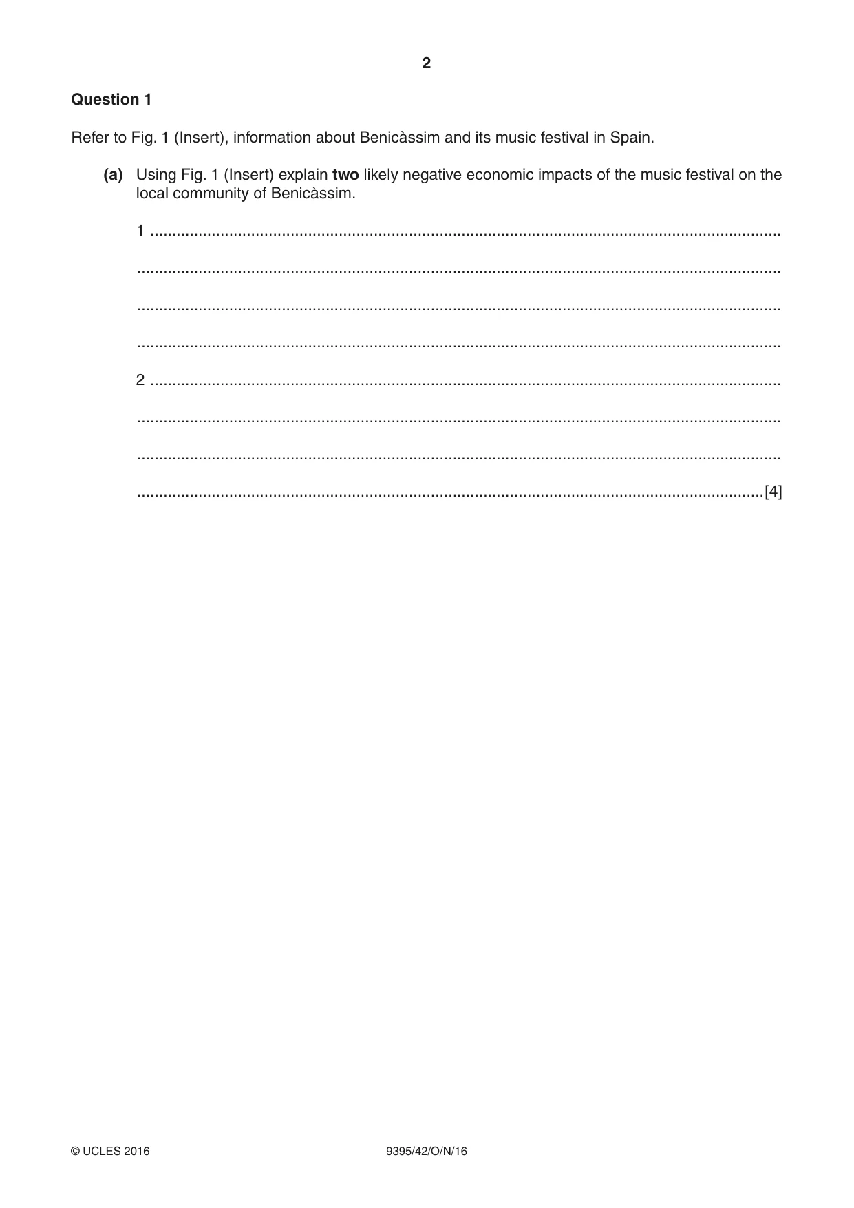 Cambridge A Level Travel and Tourism 9395 2016 Oct/Nov Paper 4 · Variant 2 question paper, page 2 of 8