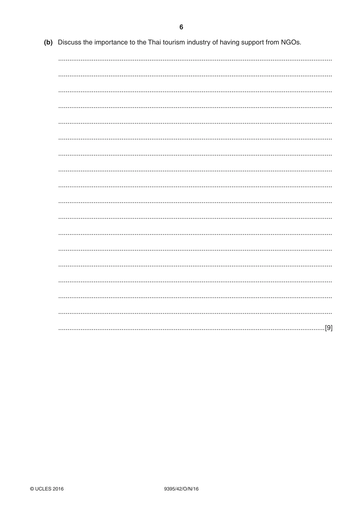 Cambridge A Level Travel and Tourism 9395 2016 Oct/Nov Paper 4 · Variant 2 question paper, page 6 of 8