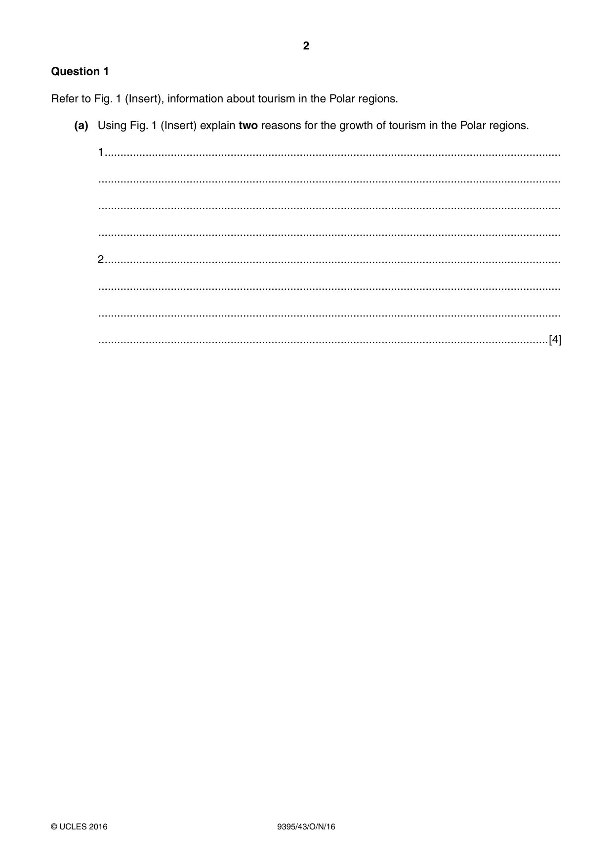 Cambridge A Level Travel and Tourism 9395 2016 Oct/Nov Paper 4 · Variant 3 question paper, page 2 of 8