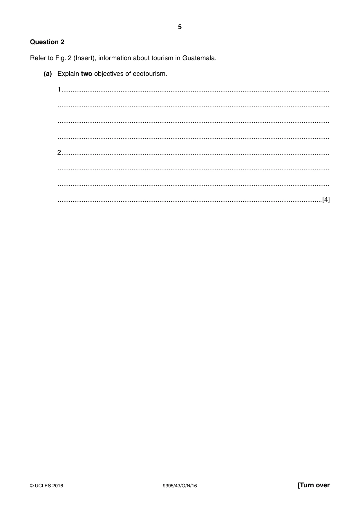 Cambridge A Level Travel and Tourism 9395 2016 Oct/Nov Paper 4 · Variant 3 question paper, page 5 of 8