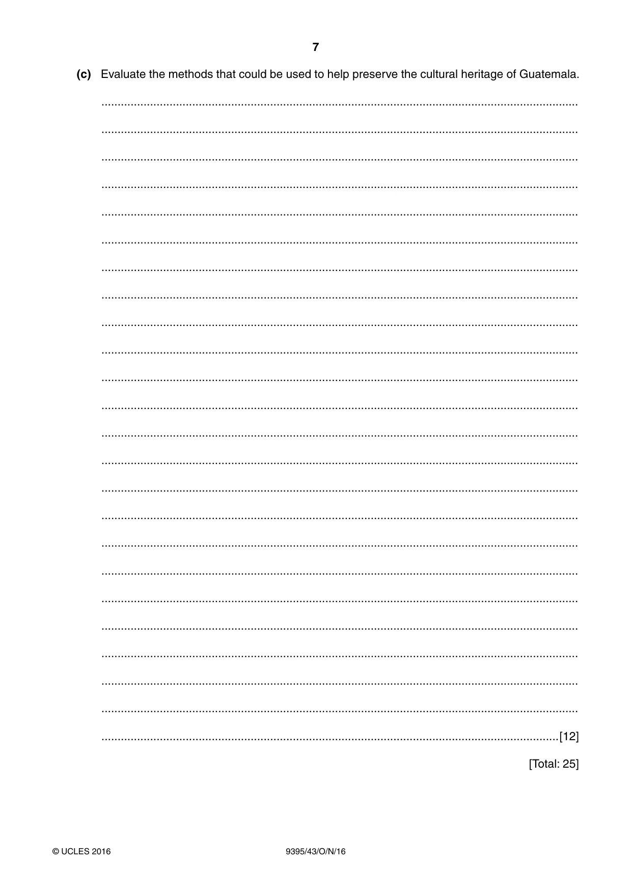 Cambridge A Level Travel and Tourism 9395 2016 Oct/Nov Paper 4 · Variant 3 question paper, page 7 of 8