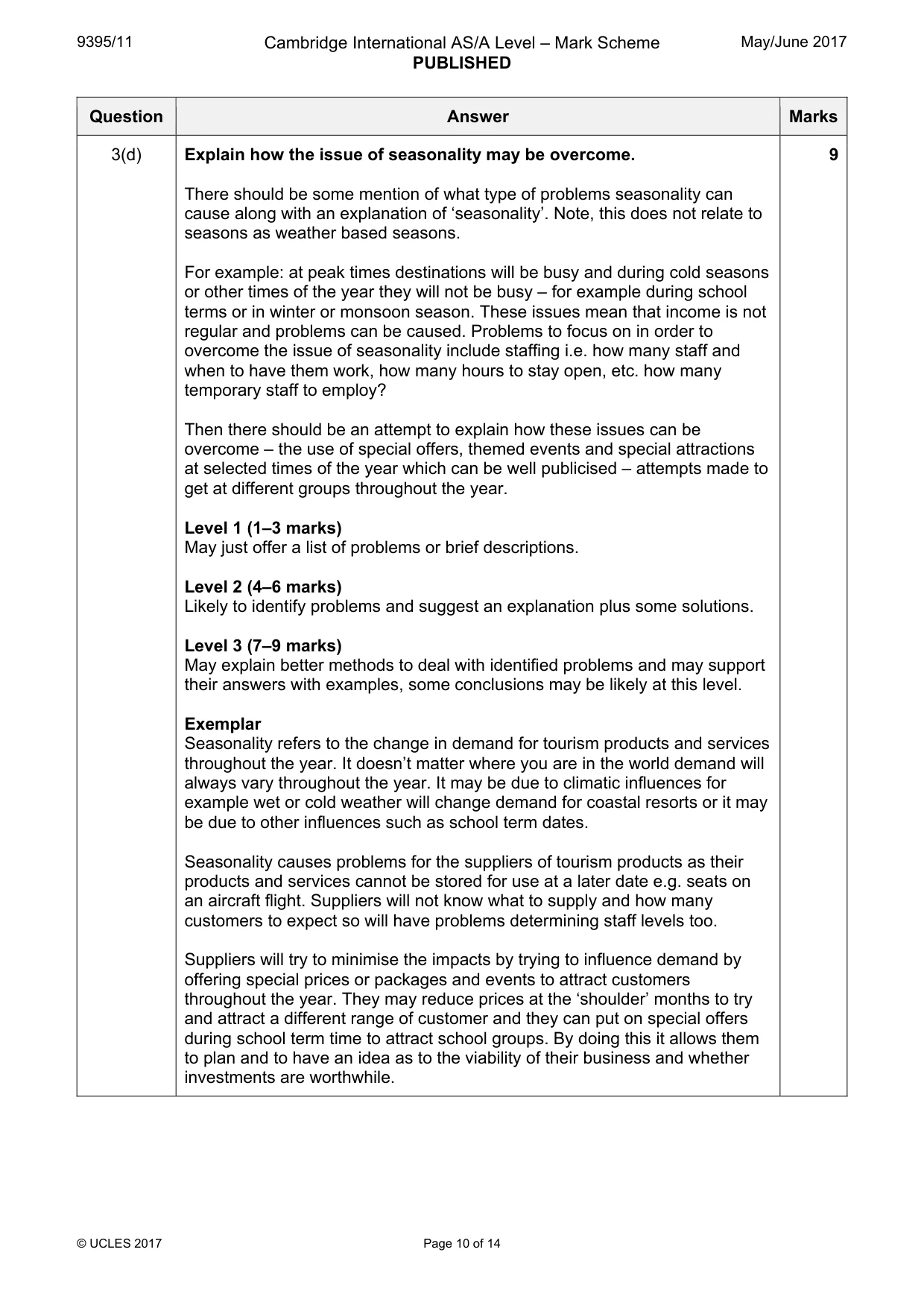 Mark scheme, page 10 of 14