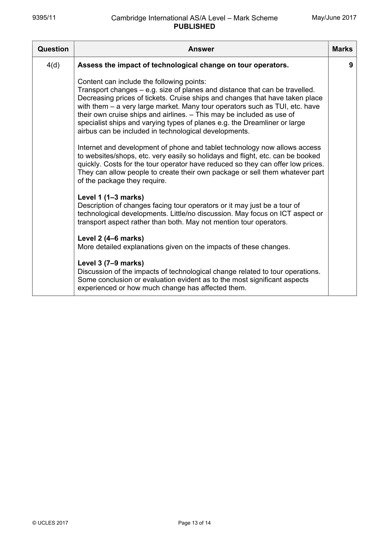 Mark scheme, page 13 of 14