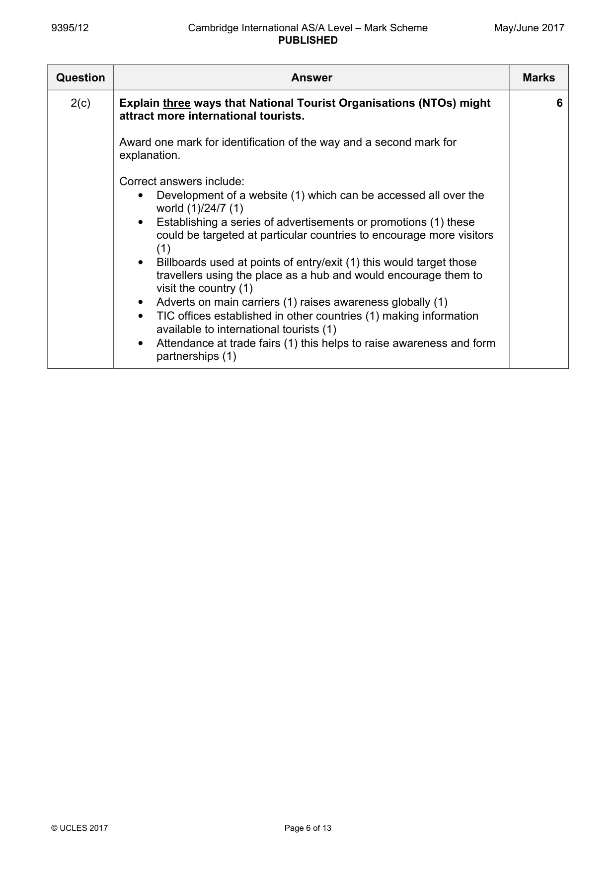 Mark scheme, page 6 of 13