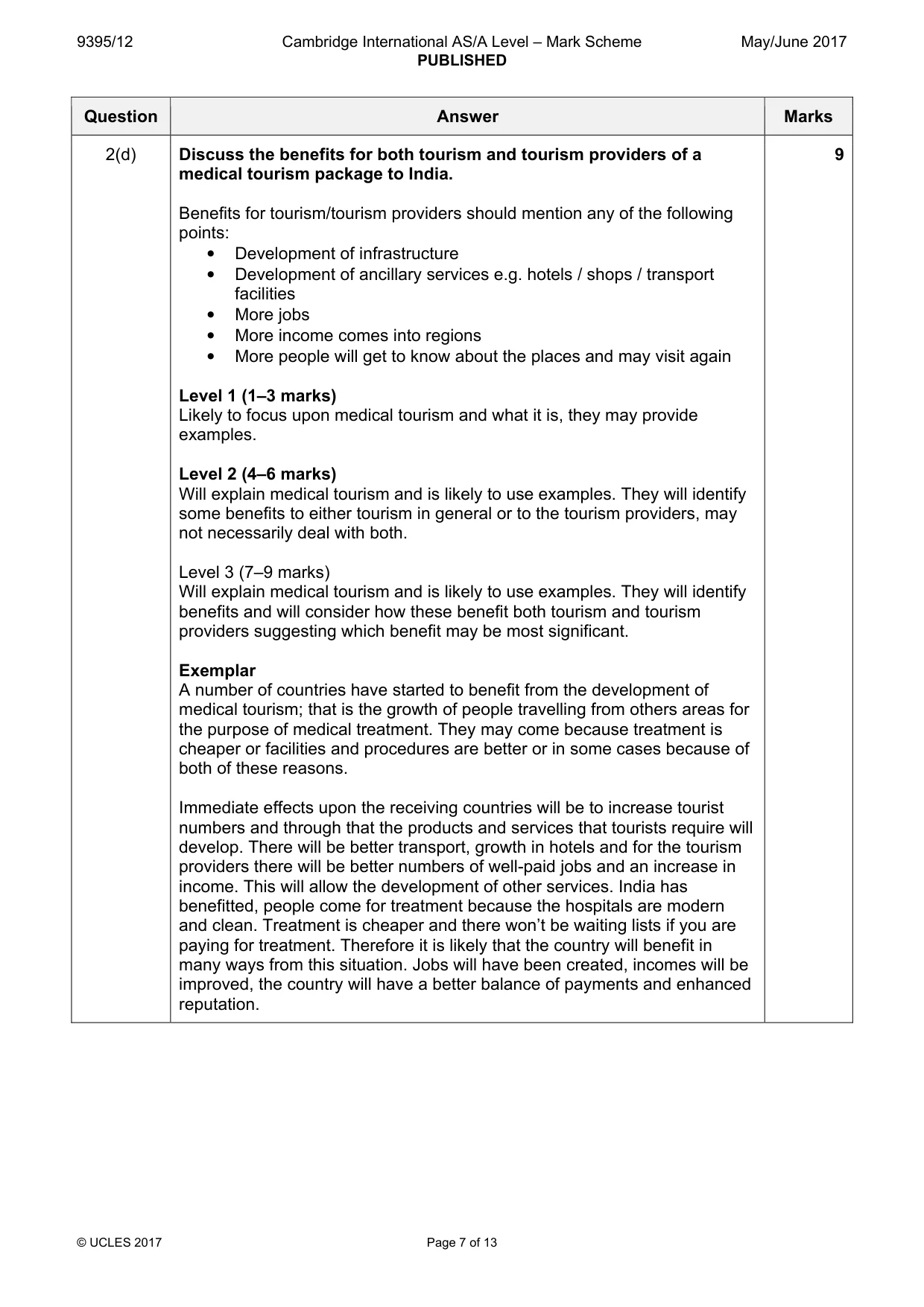 Mark scheme, page 7 of 13