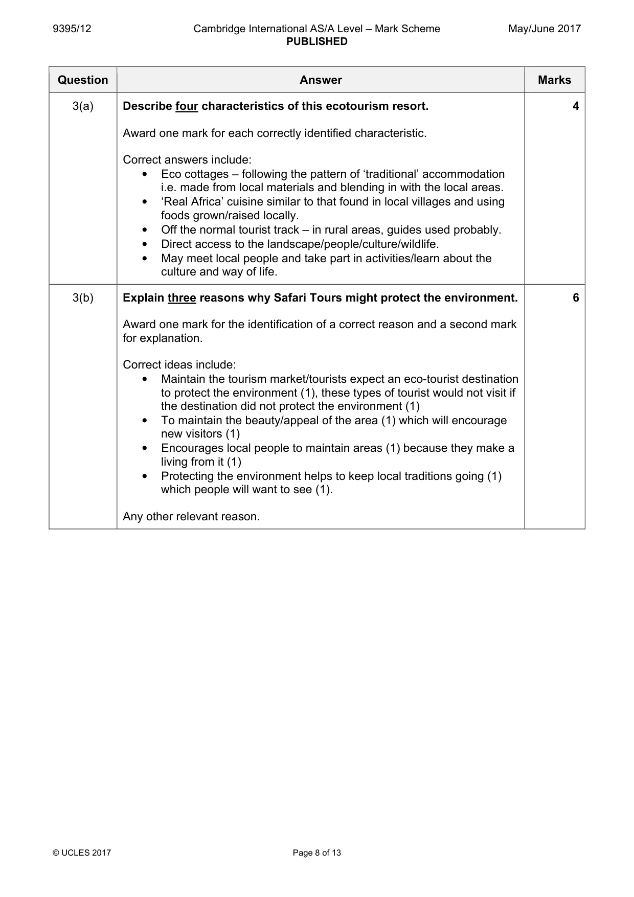 Mark scheme, page 8 of 13