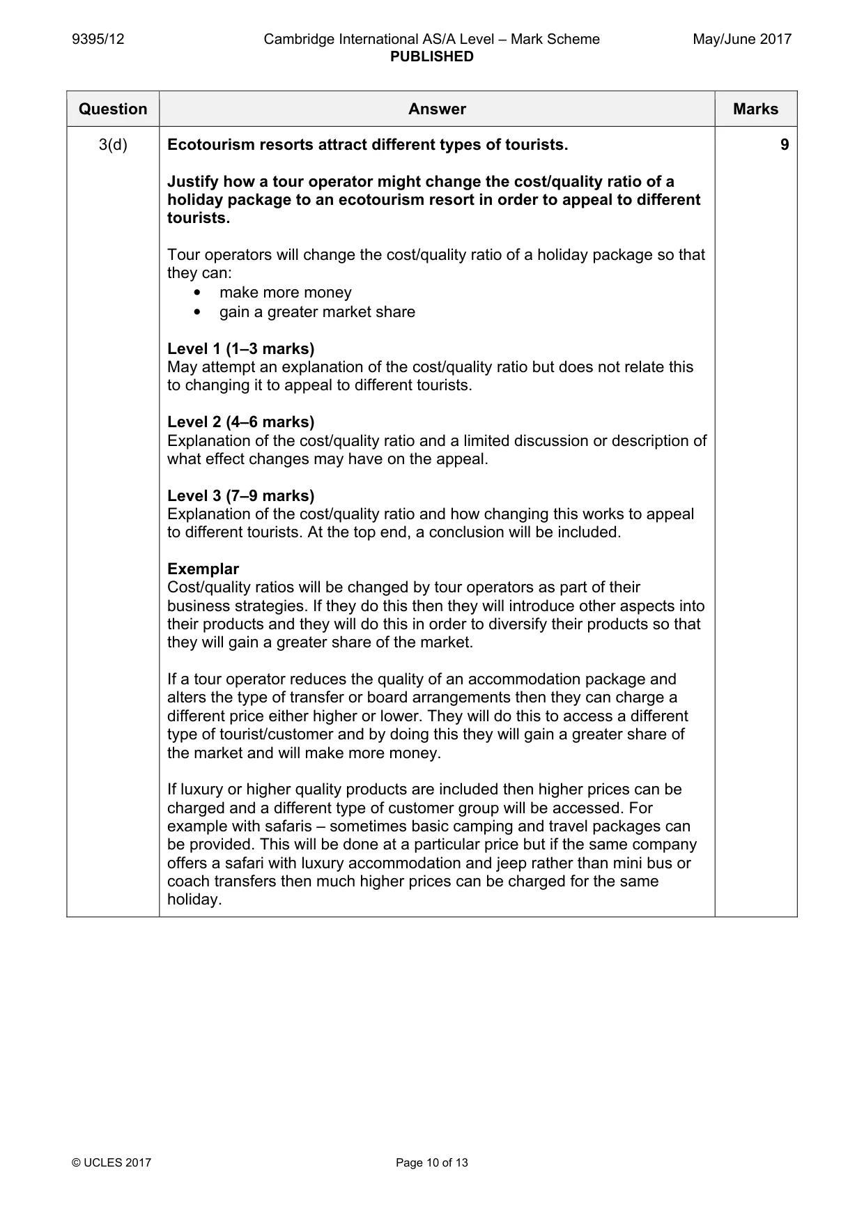 Mark scheme, page 10 of 13