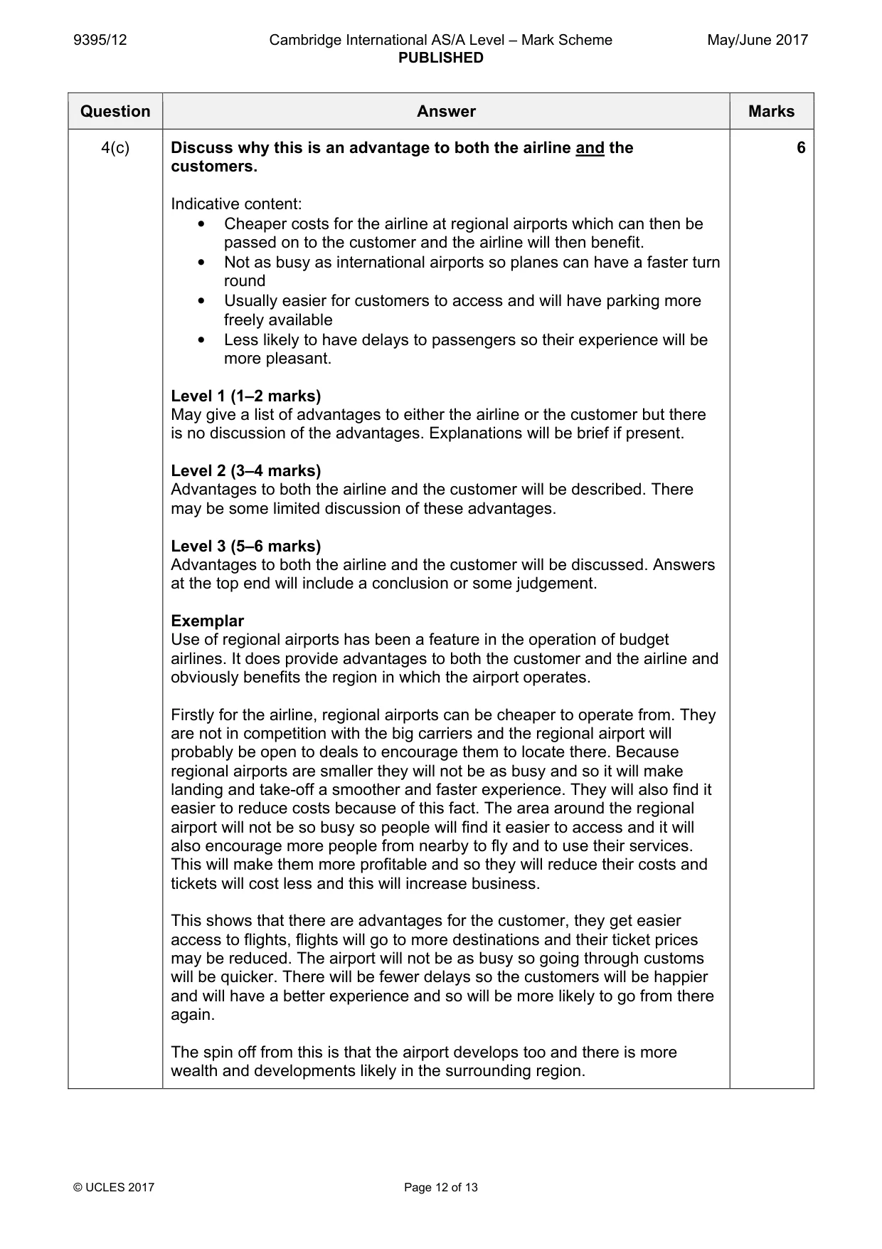 Mark scheme, page 12 of 13