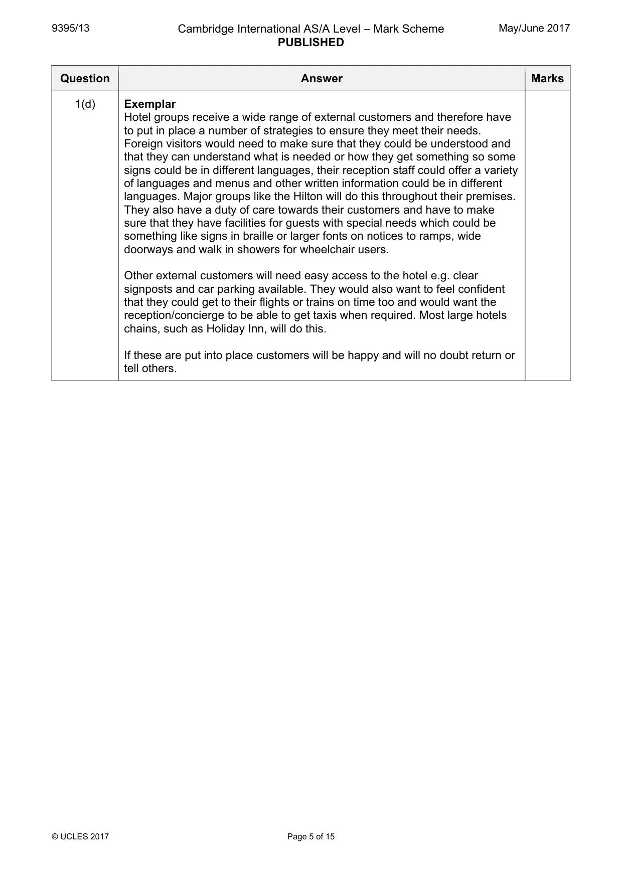 Mark scheme, page 5 of 15
