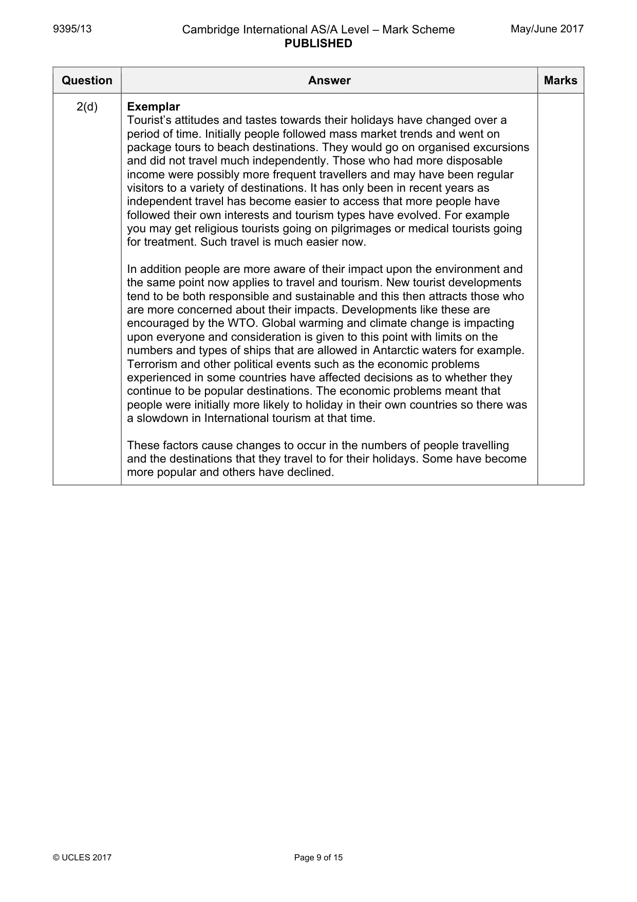 Mark scheme, page 9 of 15