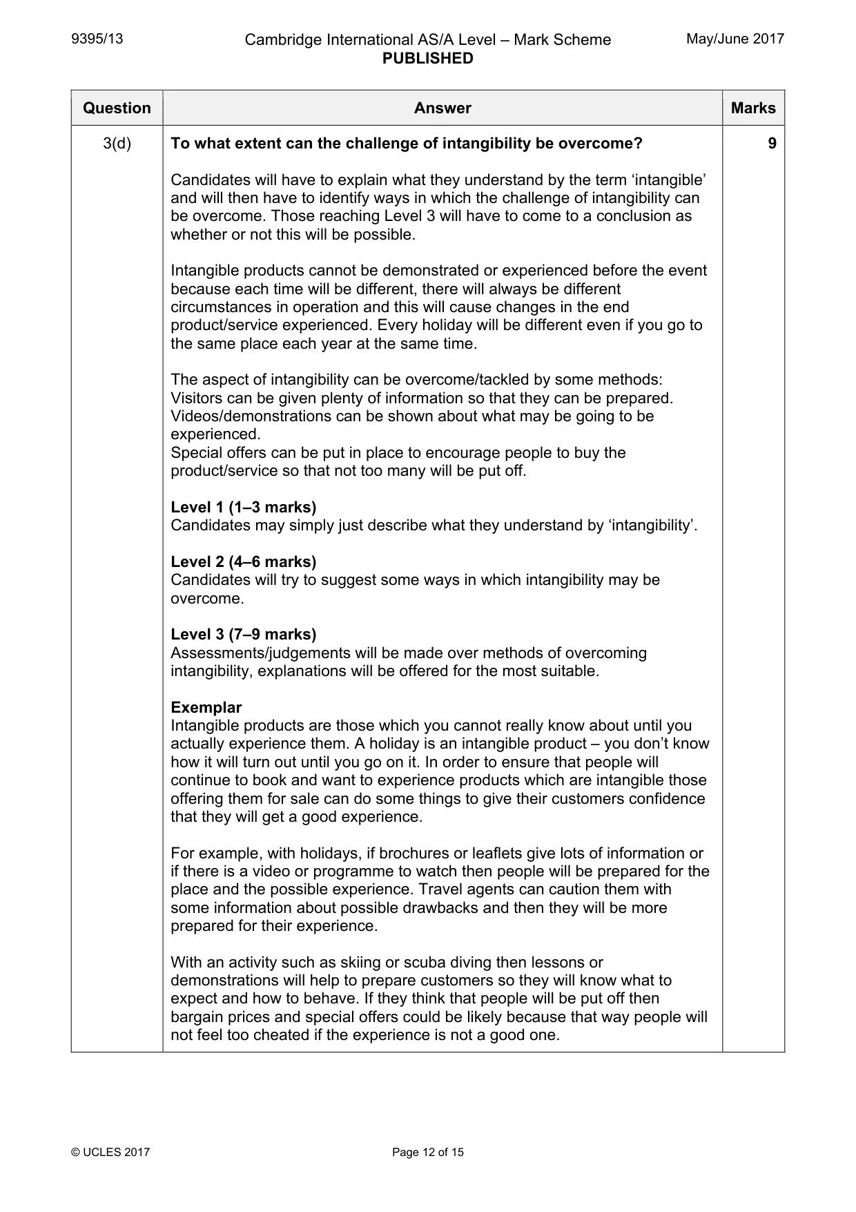 Mark scheme, page 12 of 15