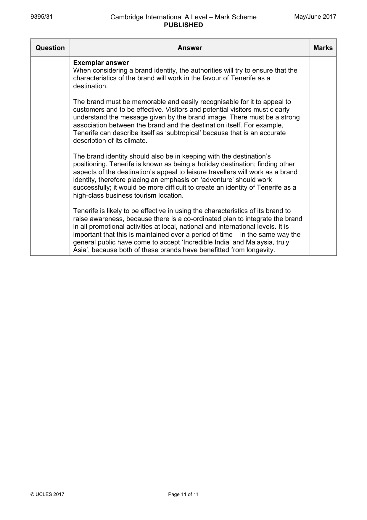 Mark scheme, page 11 of 11