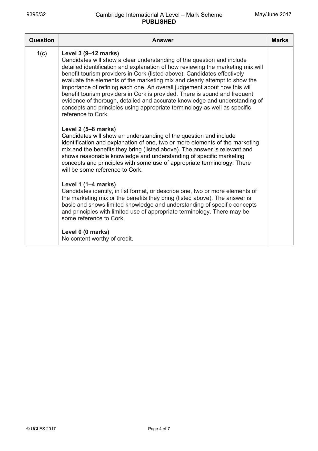 Mark scheme, page 4 of 7