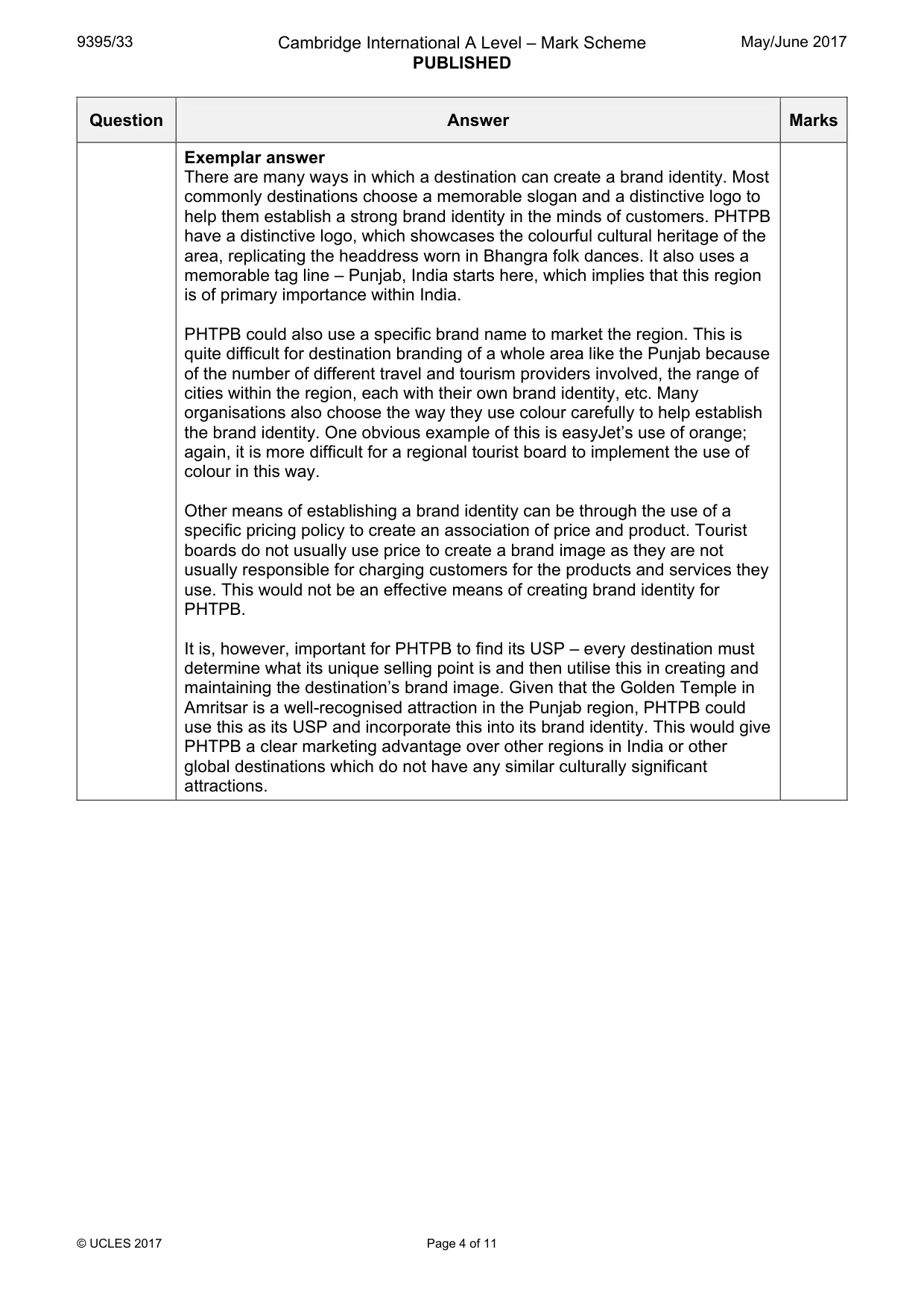 Mark scheme, page 4 of 11