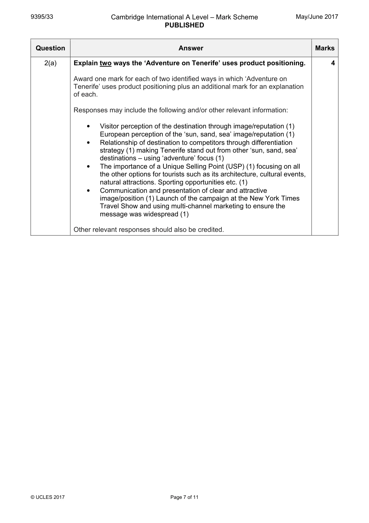 Mark scheme, page 7 of 11