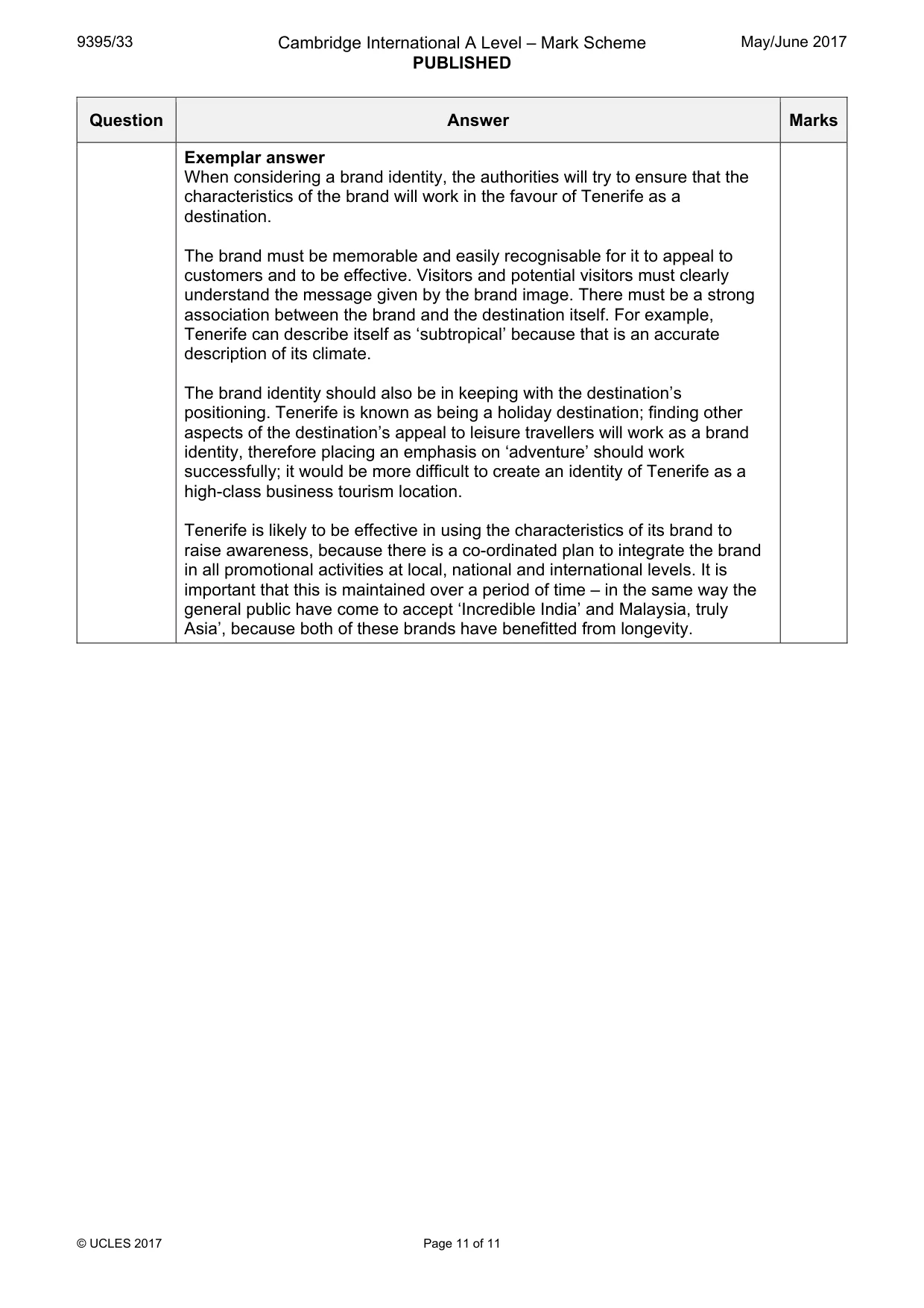 Mark scheme, page 11 of 11