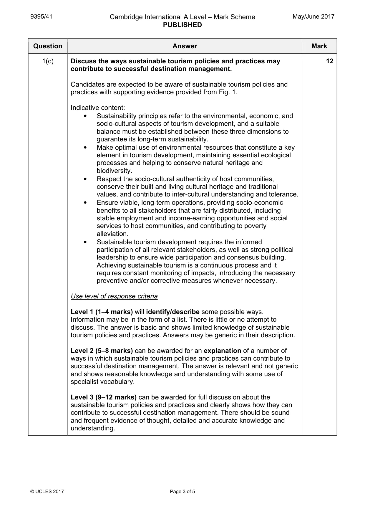 Mark scheme, page 3 of 5