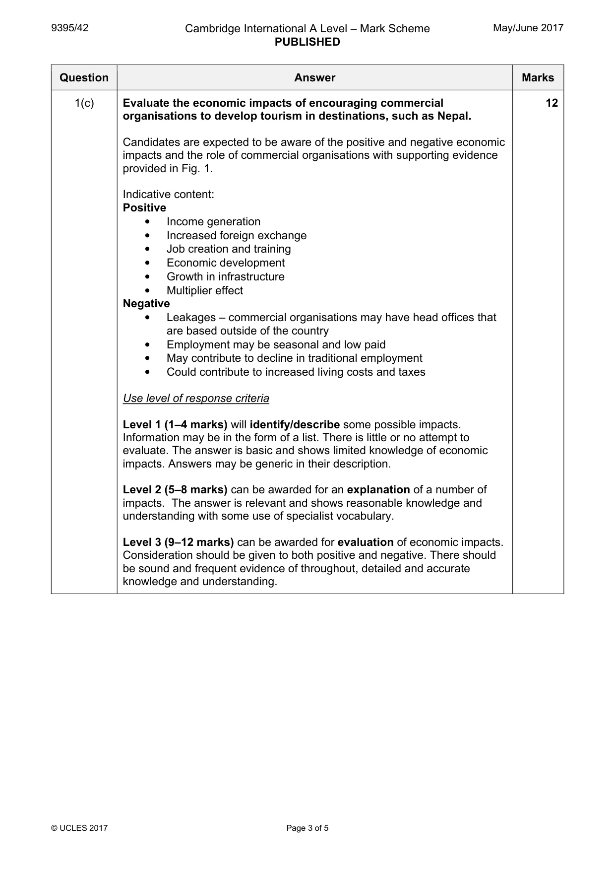 Mark scheme, page 3 of 5