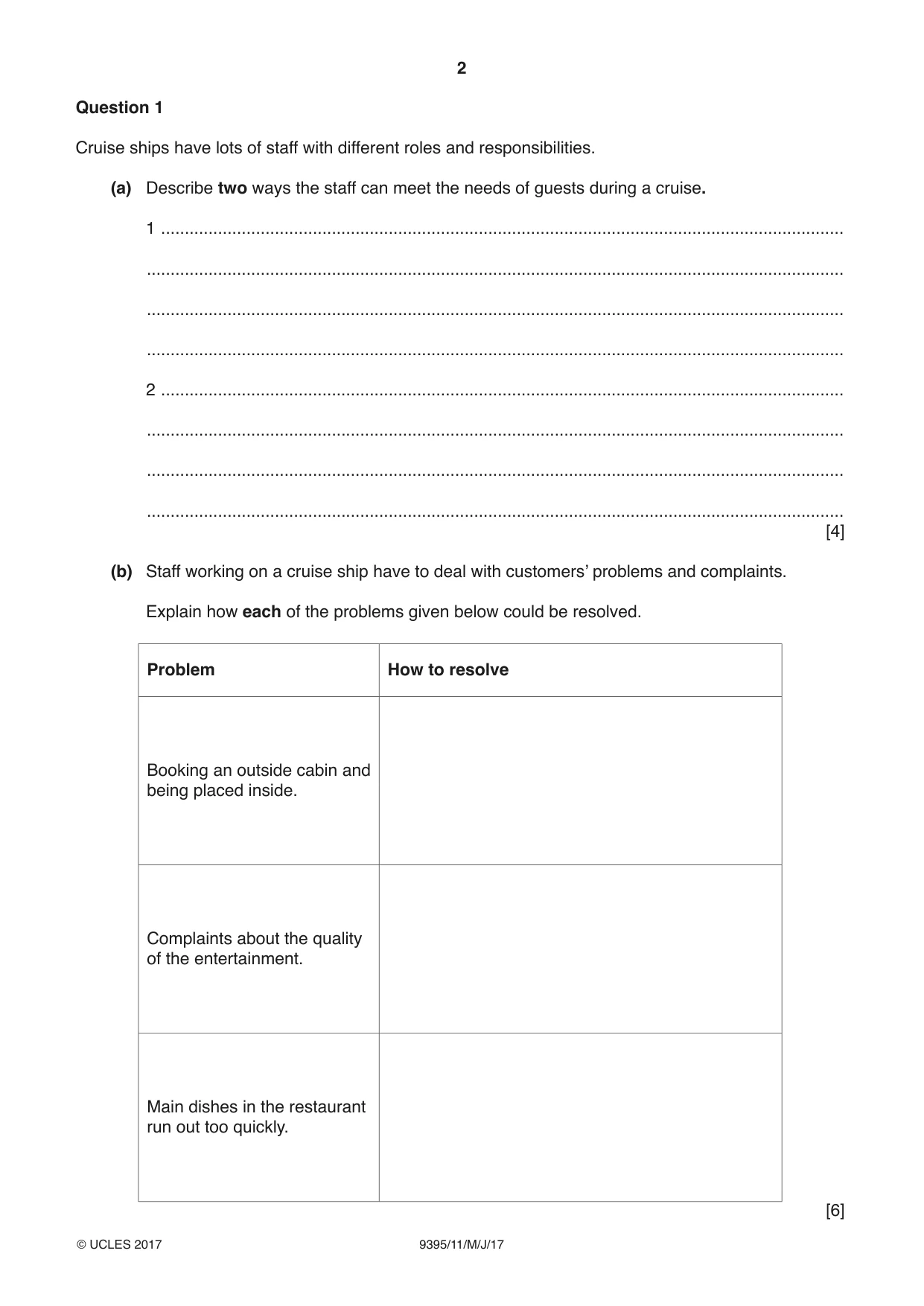 Cambridge A Level Travel and Tourism 9395 2017 May/June Paper 1 · Variant 1 question paper, page 2 of 16