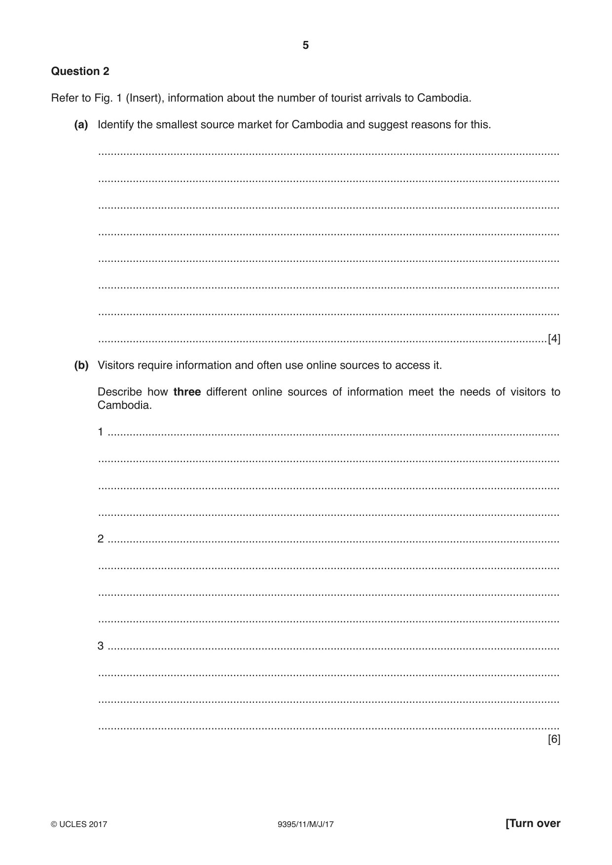 Cambridge A Level Travel and Tourism 9395 2017 May/June Paper 1 · Variant 1 question paper, page 5 of 16