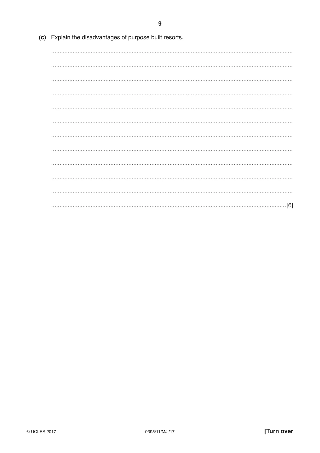 Cambridge A Level Travel and Tourism 9395 2017 May/June Paper 1 · Variant 1 question paper, page 9 of 16