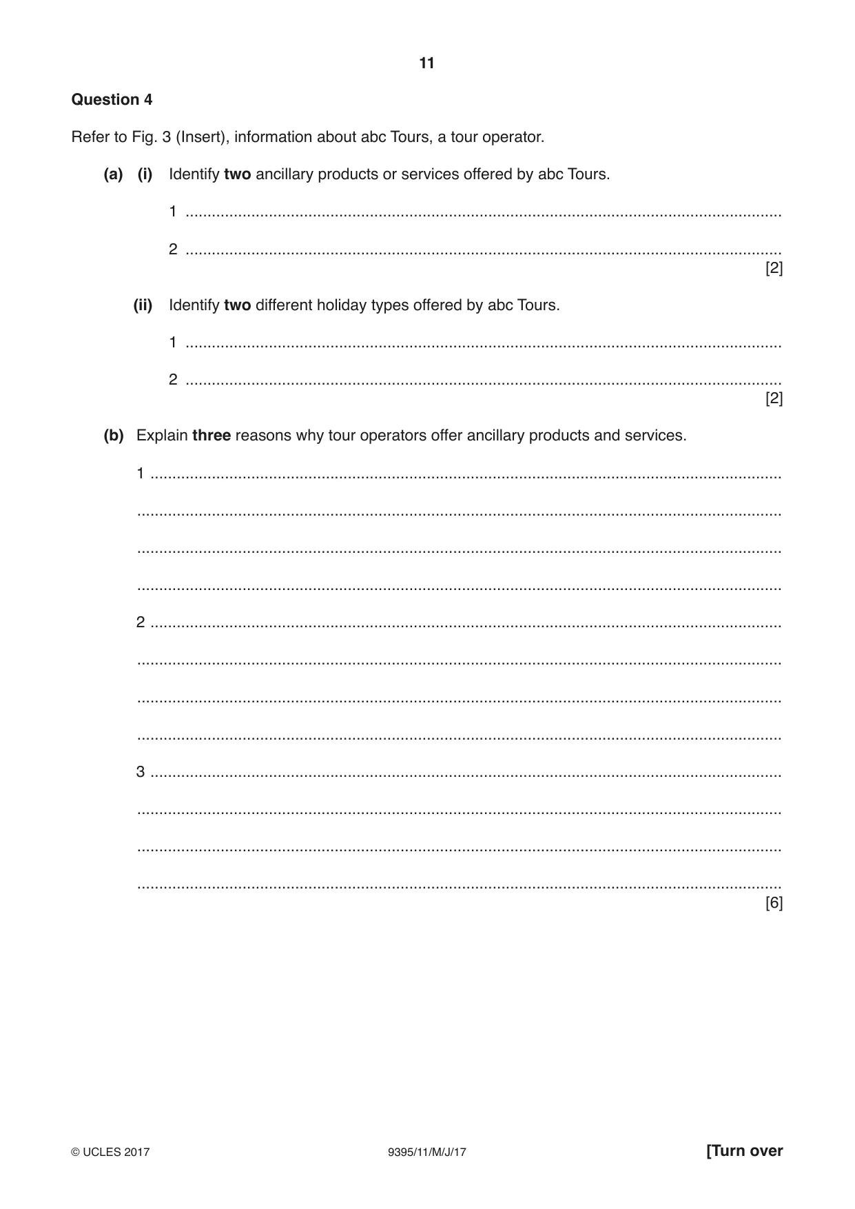 Cambridge A Level Travel and Tourism 9395 2017 May/June Paper 1 · Variant 1 question paper, page 11 of 16
