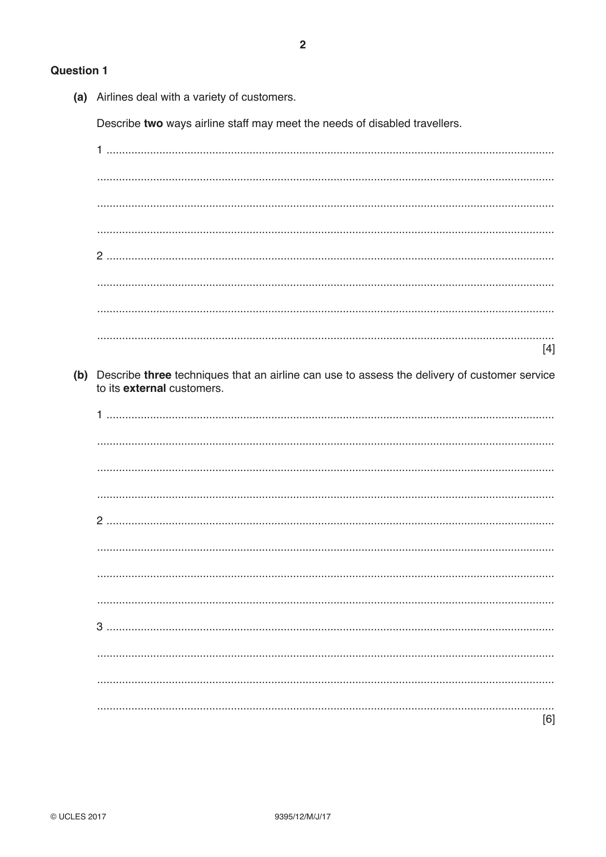 Cambridge A Level Travel and Tourism 9395 2017 May/June Paper 1 · Variant 2 question paper, page 2 of 16