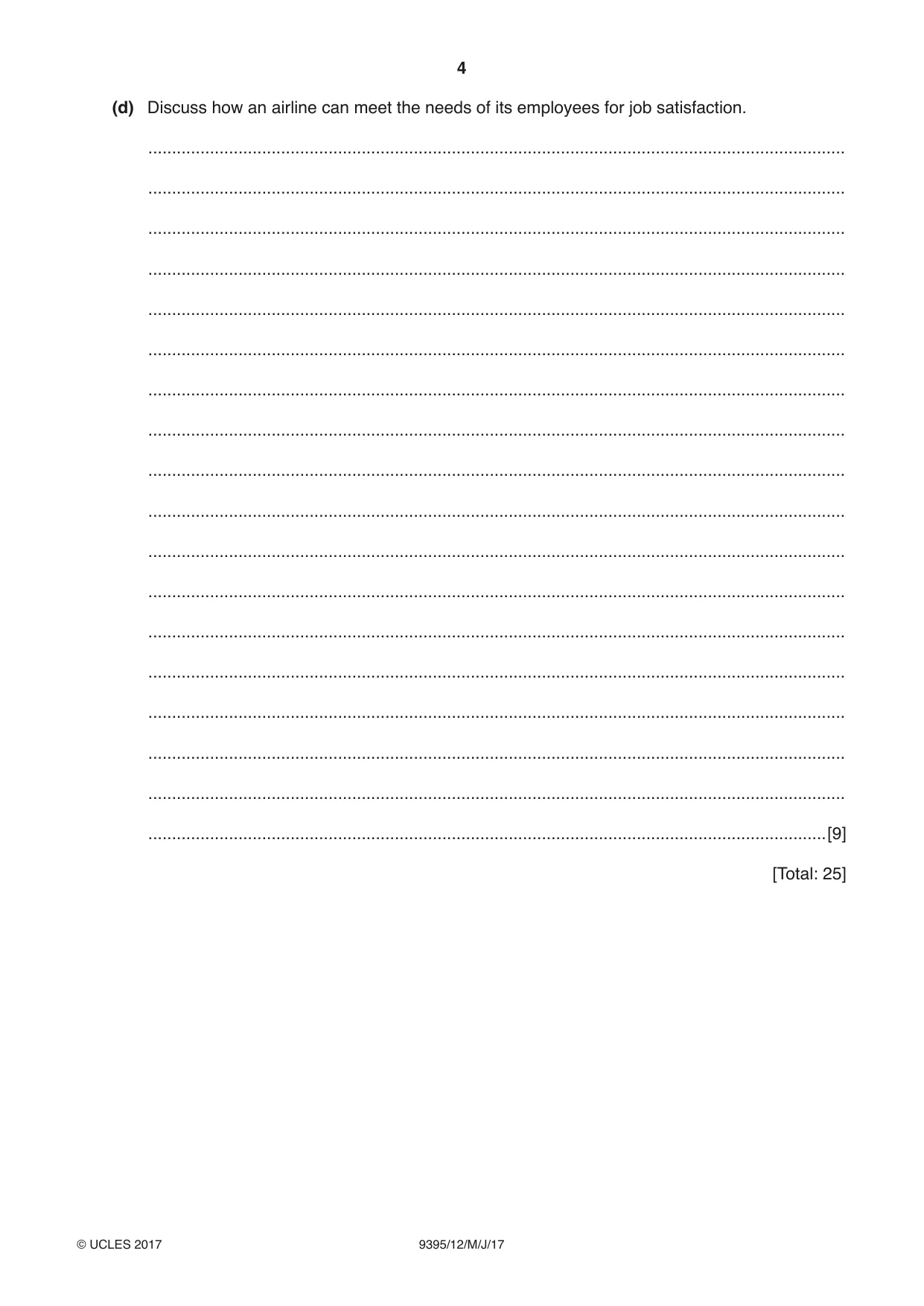 Cambridge A Level Travel and Tourism 9395 2017 May/June Paper 1 · Variant 2 question paper, page 4 of 16