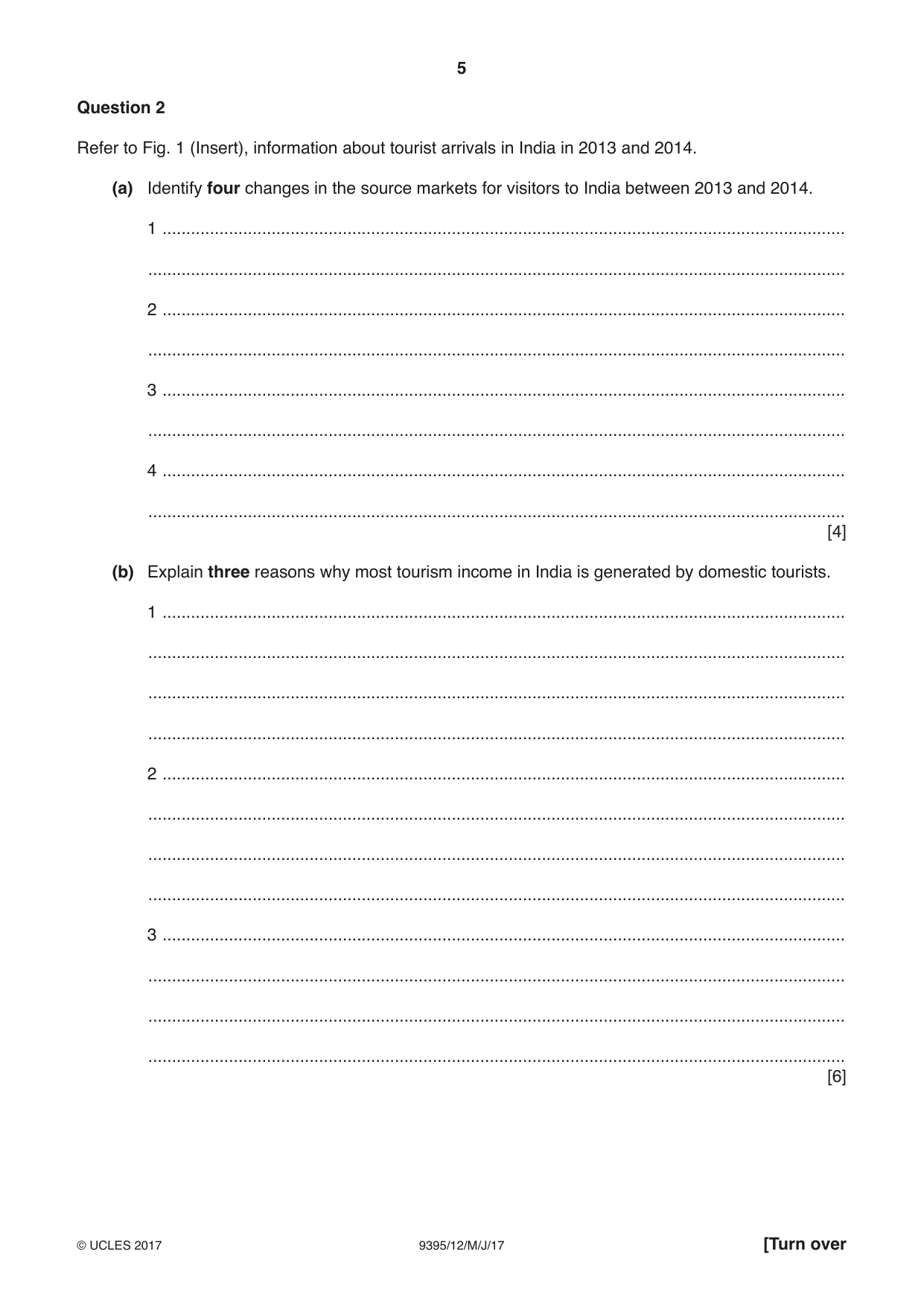 Cambridge A Level Travel and Tourism 9395 2017 May/June Paper 1 · Variant 2 question paper, page 5 of 16