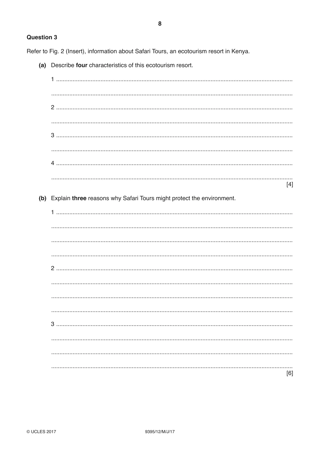 Cambridge A Level Travel and Tourism 9395 2017 May/June Paper 1 · Variant 2 question paper, page 8 of 16