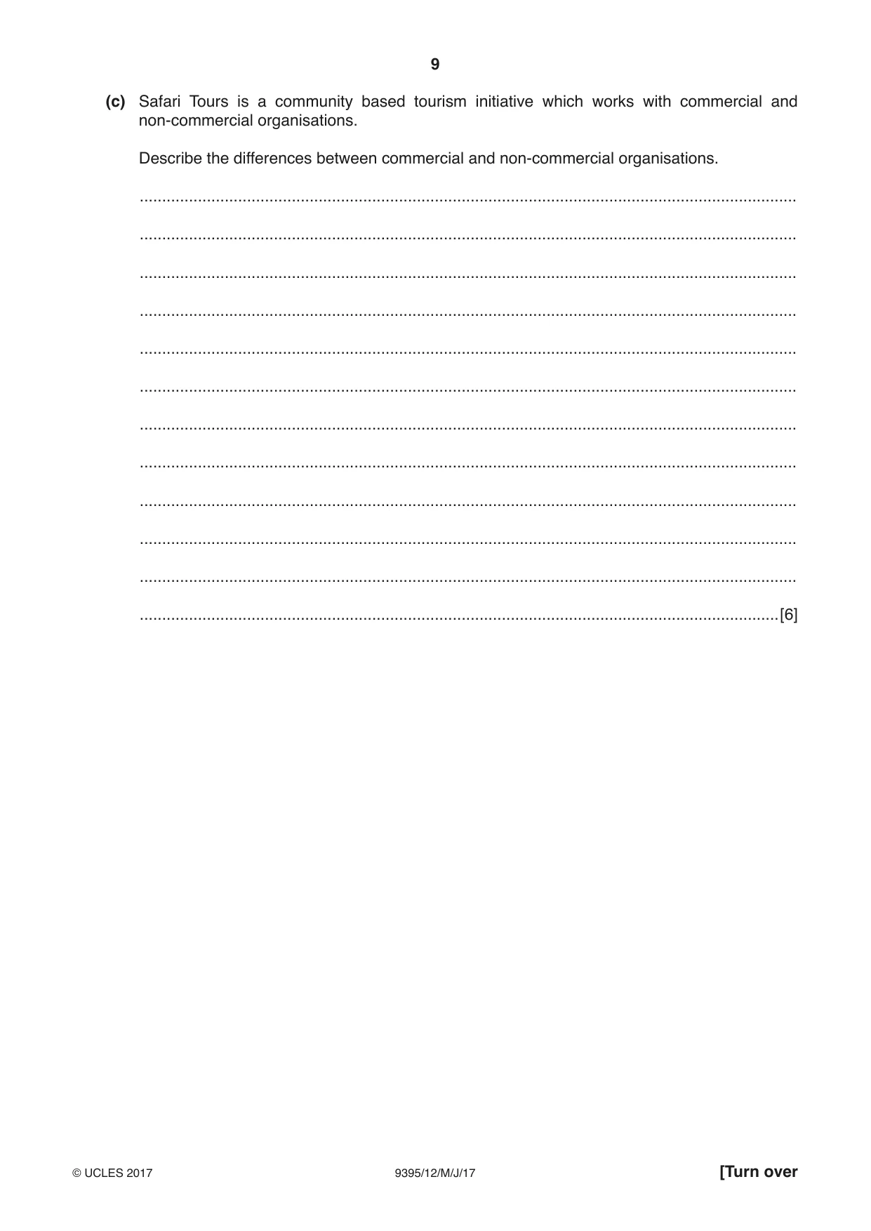 Cambridge A Level Travel and Tourism 9395 2017 May/June Paper 1 · Variant 2 question paper, page 9 of 16
