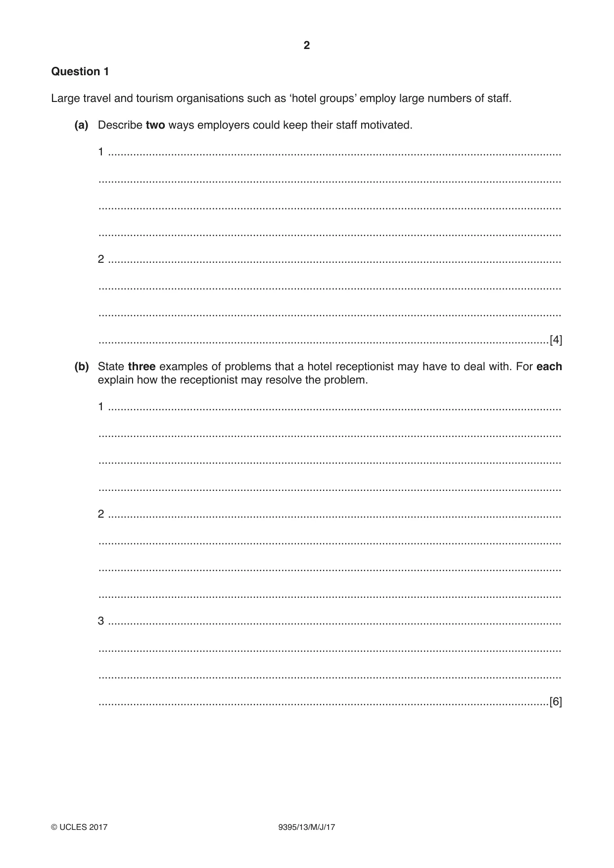 Cambridge A Level Travel and Tourism 9395 2017 May/June Paper 1 · Variant 3 question paper, page 2 of 16