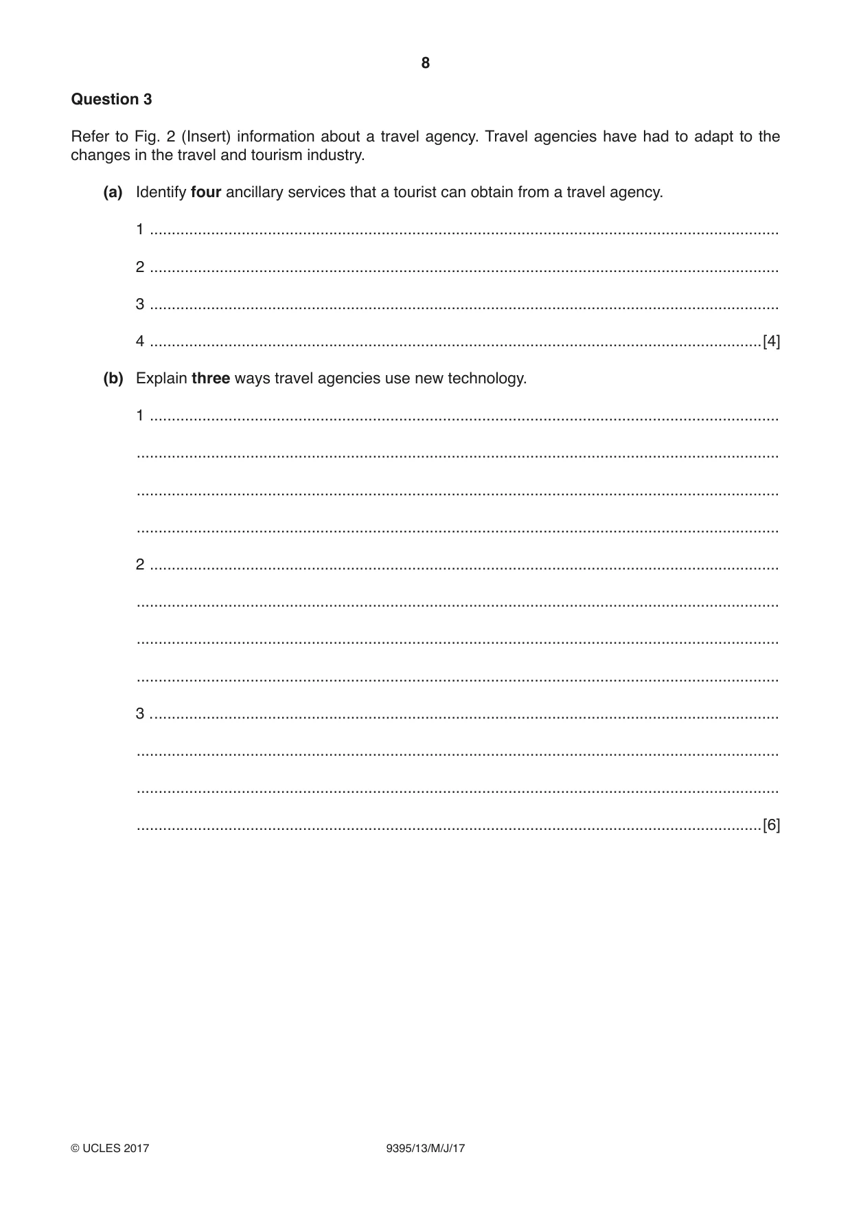 Cambridge A Level Travel and Tourism 9395 2017 May/June Paper 1 · Variant 3 question paper, page 8 of 16