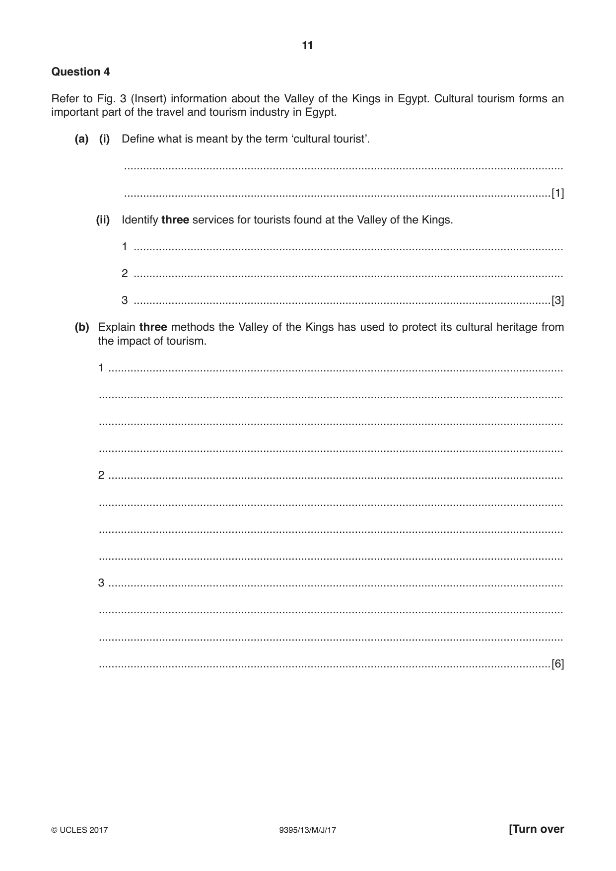 Cambridge A Level Travel and Tourism 9395 2017 May/June Paper 1 · Variant 3 question paper, page 11 of 16