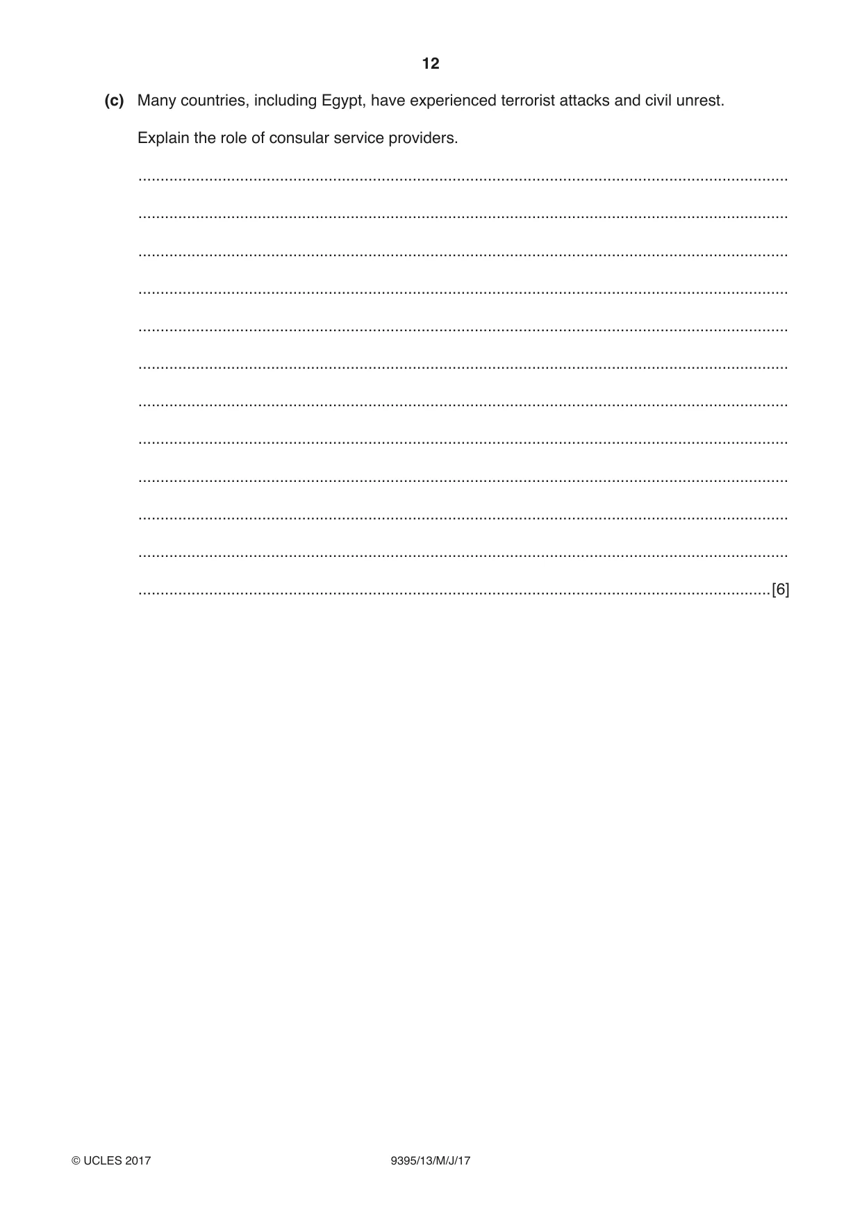 Cambridge A Level Travel and Tourism 9395 2017 May/June Paper 1 · Variant 3 question paper, page 12 of 16
