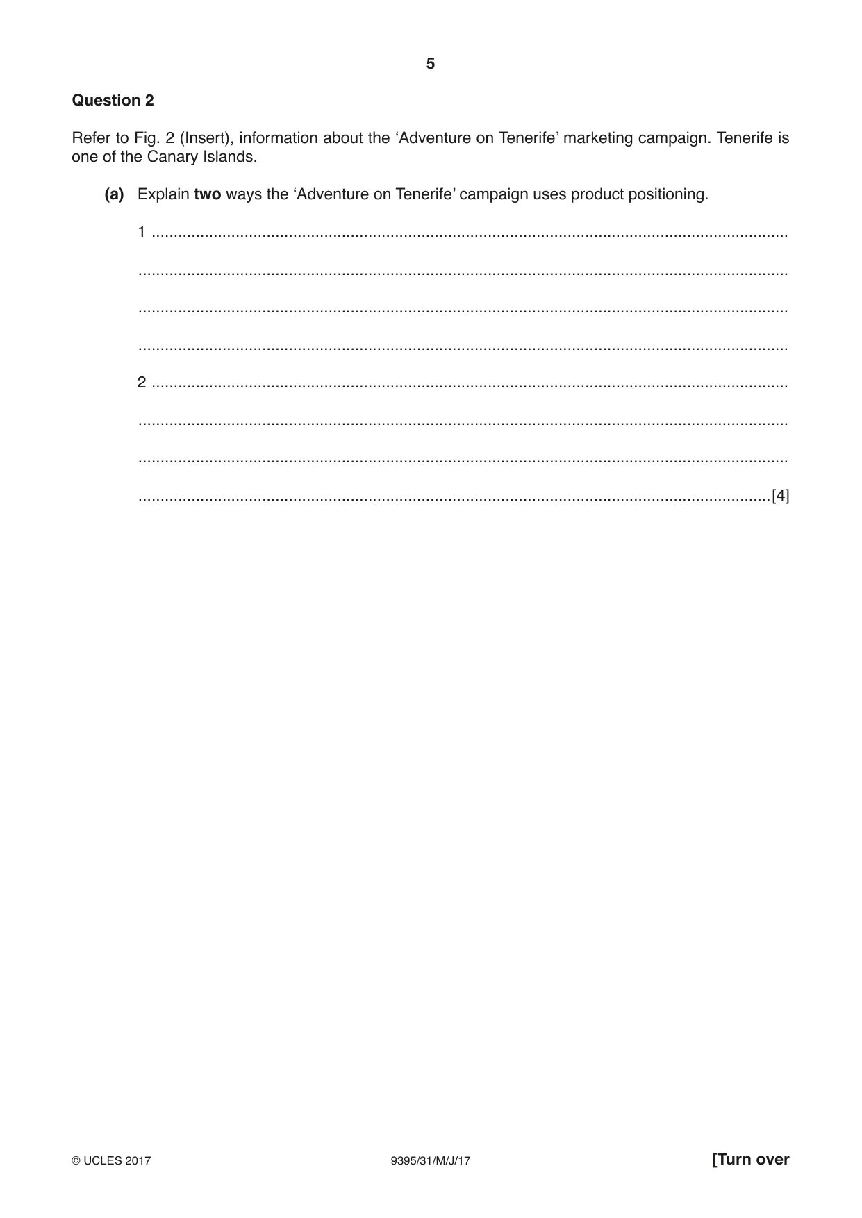 Cambridge A Level Travel and Tourism 9395 2017 May/June Paper 3 · Variant 1 question paper, page 5 of 8