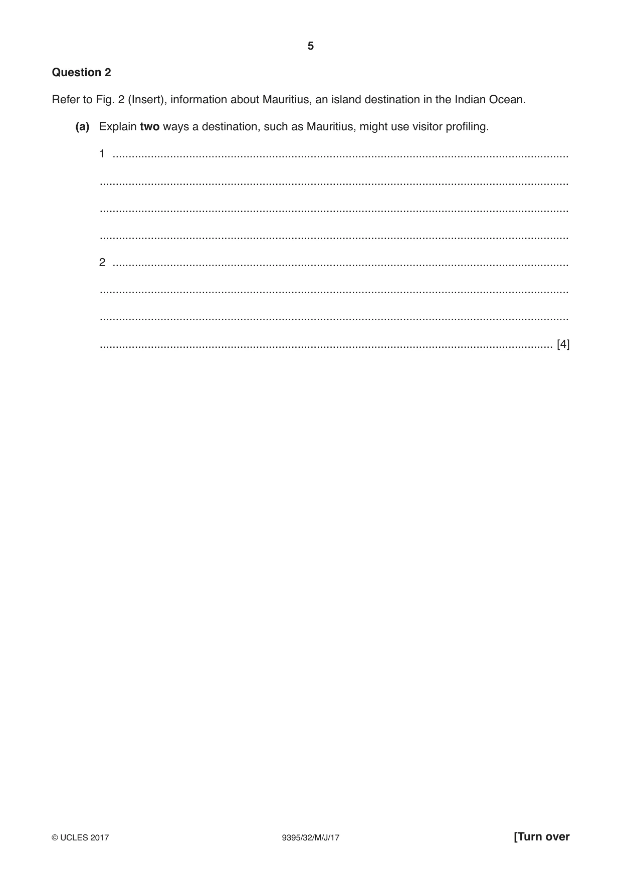 Cambridge A Level Travel and Tourism 9395 2017 May/June Paper 3 · Variant 2 question paper, page 5 of 8