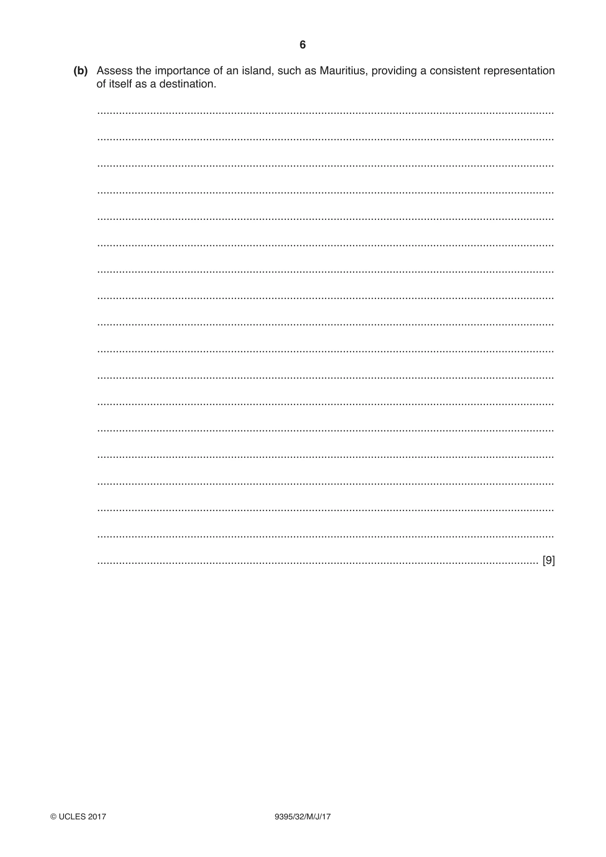 Cambridge A Level Travel and Tourism 9395 2017 May/June Paper 3 · Variant 2 question paper, page 6 of 8