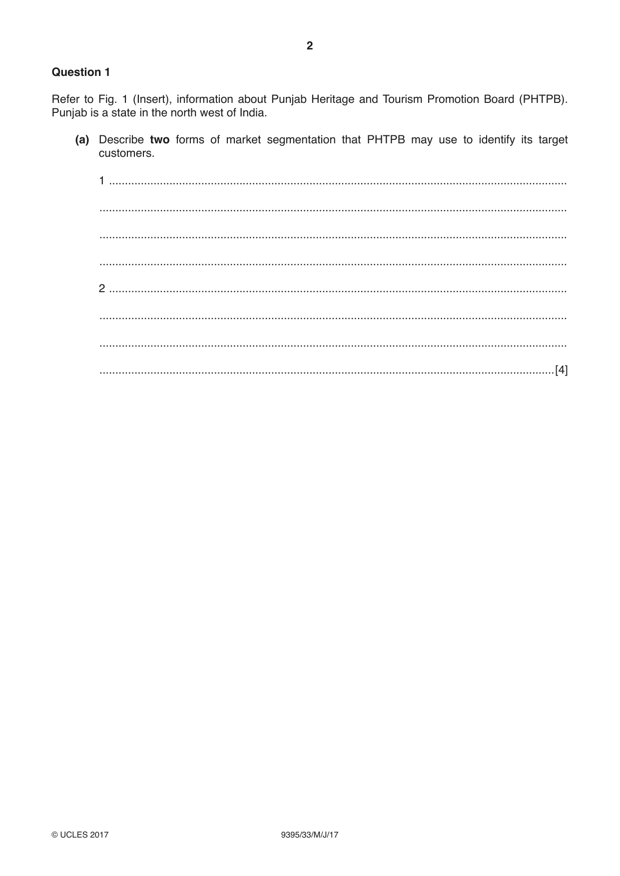 Cambridge A Level Travel and Tourism 9395 2017 May/June Paper 3 · Variant 3 question paper, page 2 of 8