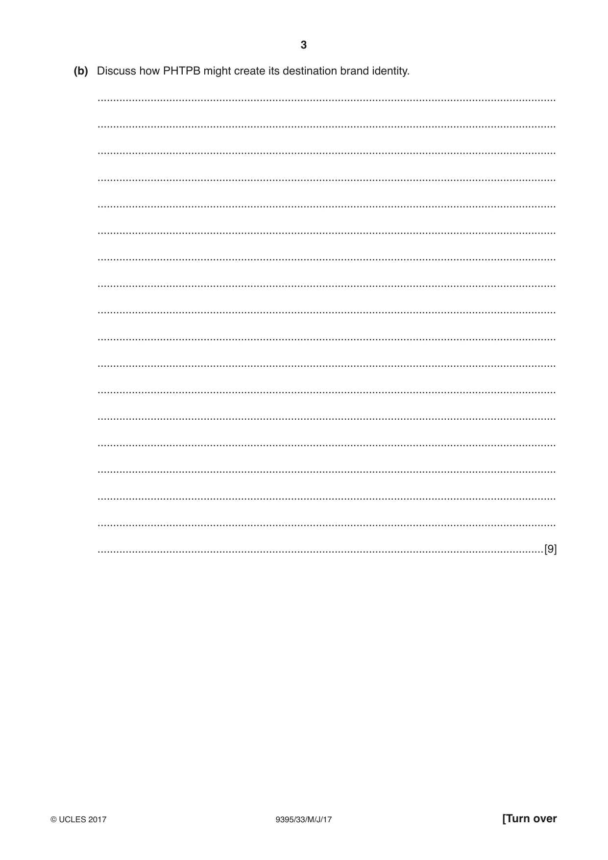 Cambridge A Level Travel and Tourism 9395 2017 May/June Paper 3 · Variant 3 question paper, page 3 of 8