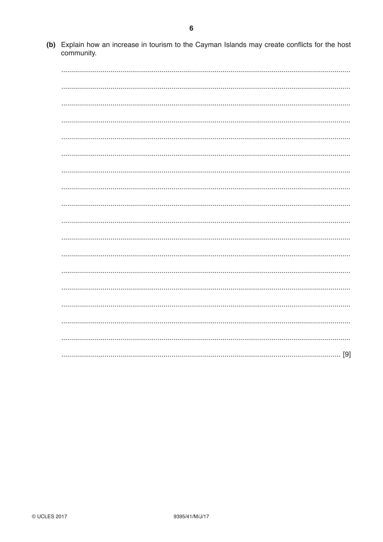 Cambridge A Level Travel and Tourism 9395 2017 May/June Paper 4 · Variant 1 question paper, page 6 of 8