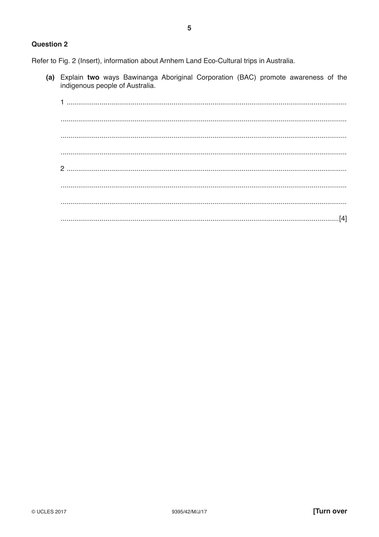 Cambridge A Level Travel and Tourism 9395 2017 May/June Paper 4 · Variant 2 question paper, page 5 of 8