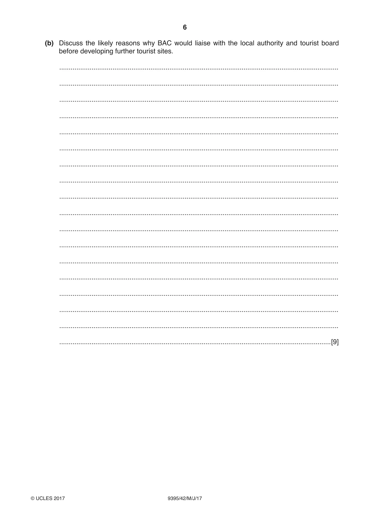 Cambridge A Level Travel and Tourism 9395 2017 May/June Paper 4 · Variant 2 question paper, page 6 of 8