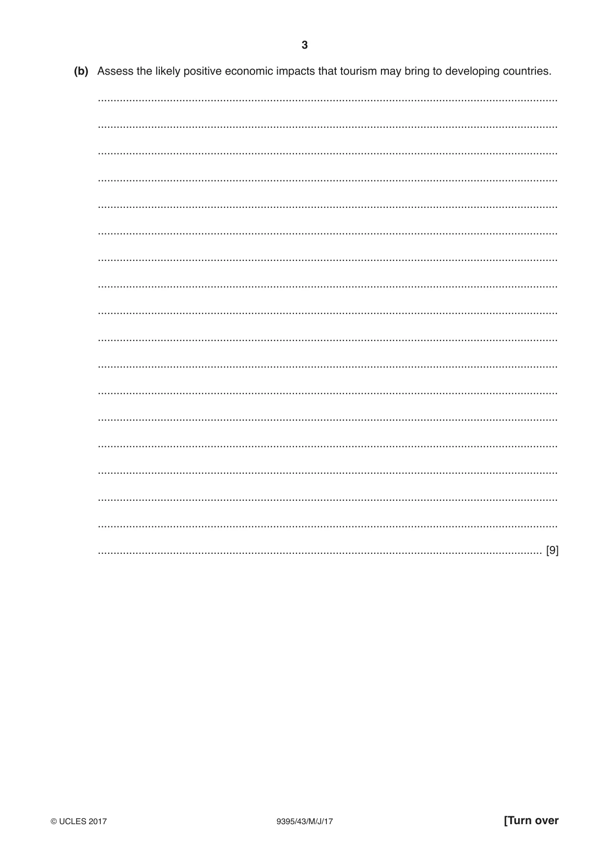 Cambridge A Level Travel and Tourism 9395 2017 May/June Paper 4 · Variant 3 question paper, page 3 of 8