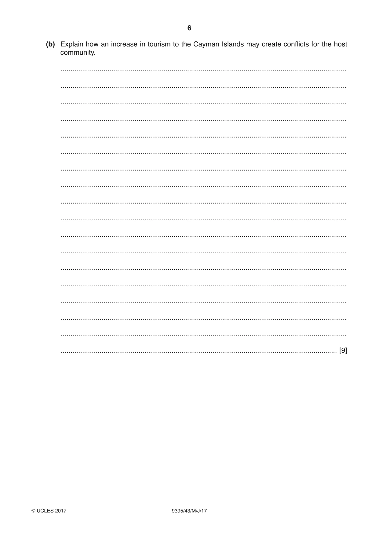 Cambridge A Level Travel and Tourism 9395 2017 May/June Paper 4 · Variant 3 question paper, page 6 of 8