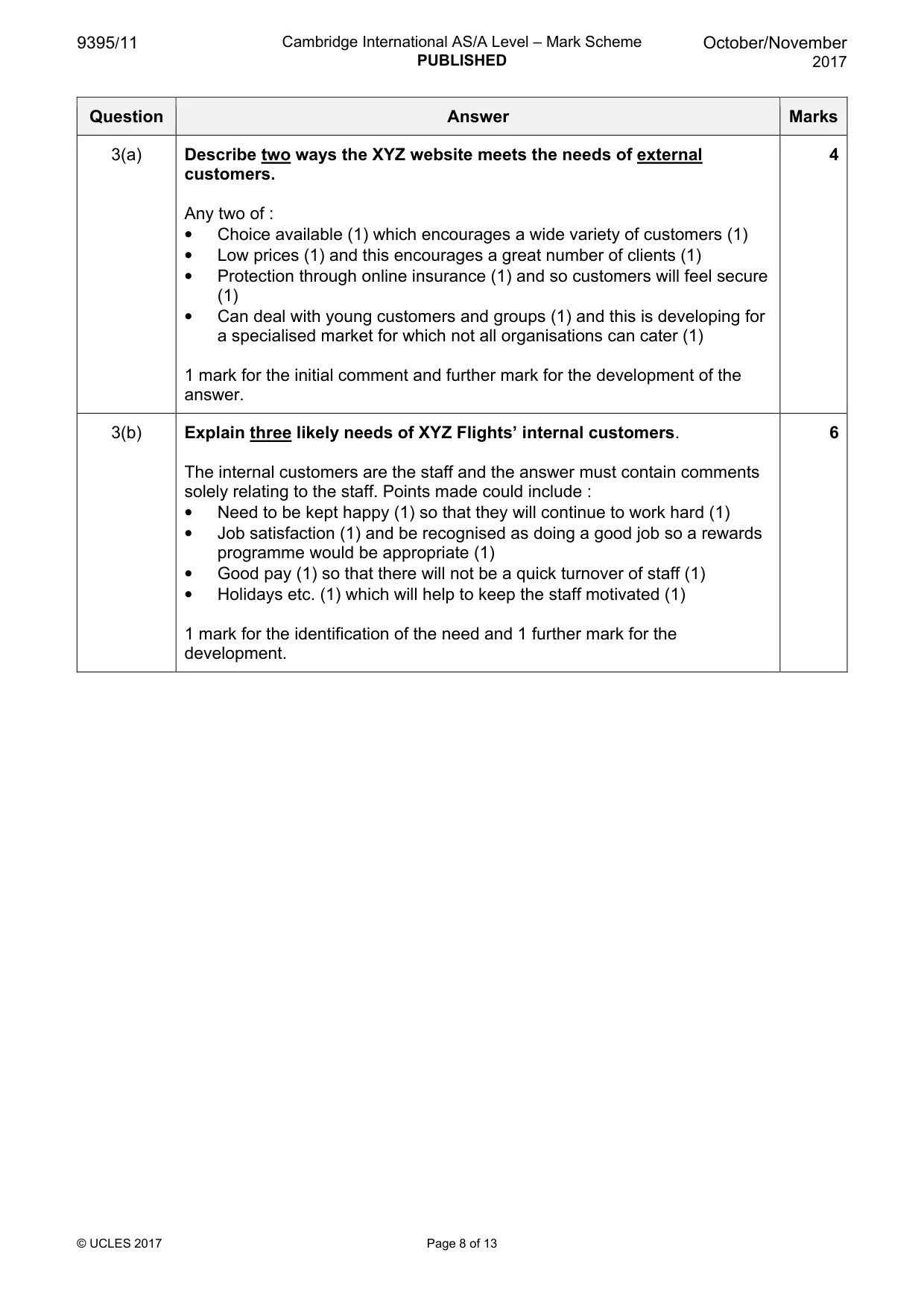 Mark scheme, page 8 of 13